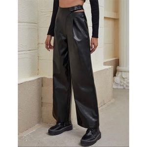 Wide leg leather pant